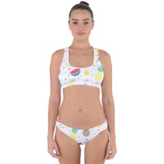 Pineapple And Watermelon Summer Fruit Cross Back Hipster Bikini Set