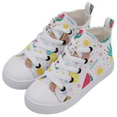 Pineapple And Watermelon Summer Fruit Kids  Mid-top Canvas Sneakers