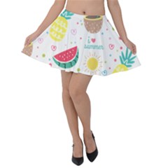 Pineapple And Watermelon Summer Fruit Velvet Skater Skirt