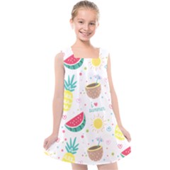 Pineapple And Watermelon Summer Fruit Kids  Cross Back Dress