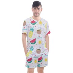 Pineapple And Watermelon Summer Fruit Men s Mesh Tee And Shorts Set