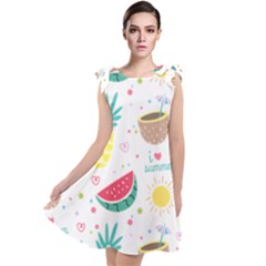 Pineapple And Watermelon Summer Fruit Tie Up Tunic Dress