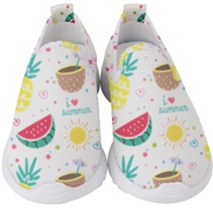 Pineapple And Watermelon Summer Fruit Kids  Slip On Sneakers by Jancukart