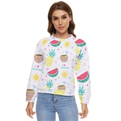 Pineapple And Watermelon Summer Fruit Women s Long Sleeve Raglan Tee