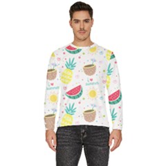 Pineapple And Watermelon Summer Fruit Men s Fleece Sweatshirt