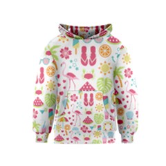 Flamingo Bird Nature Illustration Summer Beach Kids  Pullover Hoodie