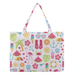 Flamingo Bird Nature Illustration Summer Beach Medium Tote Bag