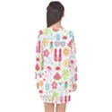 Flamingo Bird Nature Illustration Summer Beach Long Sleeve Chiffon Shift Dress  View2