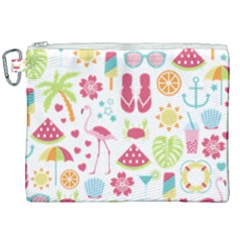 Flamingo Bird Nature Illustration Summer Beach Canvas Cosmetic Bag (xxl)