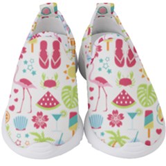 Flamingo Bird Nature Illustration Summer Beach Kids  Slip On Sneakers