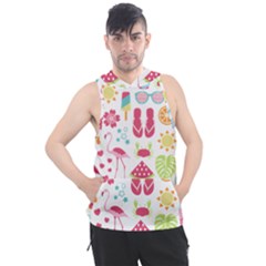 Flamingo Bird Nature Illustration Summer Beach Men s Sleeveless Hoodie