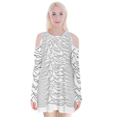 Joy Division Unknown Pleasures Velvet Long Sleeve Shoulder Cutout Dress by Jancukart