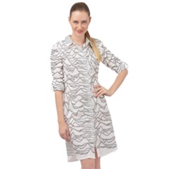 Joy Division Unknown Pleasures Long Sleeve Mini Shirt Dress by Jancukart