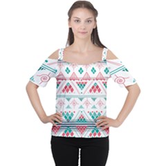 Aztec Ethnic Seamless Pattern Cutout Shoulder Tee