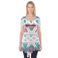 Aztec Ethnic Seamless Pattern Short Sleeve Tunic 