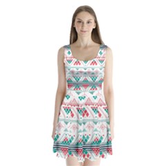 Aztec Ethnic Seamless Pattern Split Back Mini Dress 