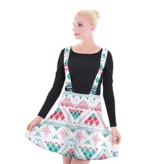 Aztec Ethnic Seamless Pattern Suspender Skater Skirt