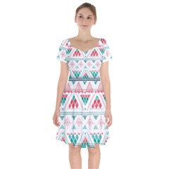 Aztec Ethnic Seamless Pattern Short Sleeve Bardot Dress