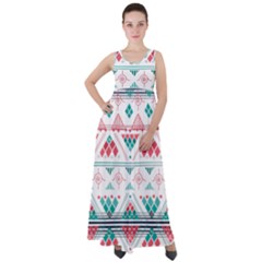 Aztec Ethnic Seamless Pattern Empire Waist Velour Maxi Dress