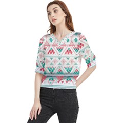 Aztec Ethnic Seamless Pattern Quarter Sleeve Blouse