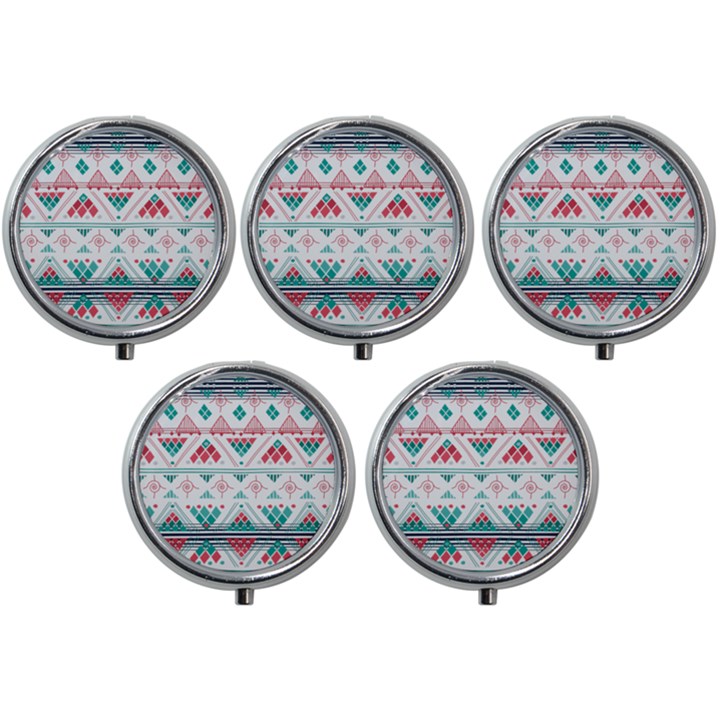 Aztec Ethnic Seamless Pattern Mini Round Pill Box (Pack of 5)