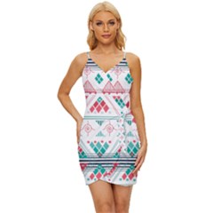 Aztec Ethnic Seamless Pattern Wrap Tie Front Dress