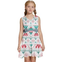 Aztec Ethnic Seamless Pattern Kids  Sleeveless Tiered Mini Dress by Jancukart