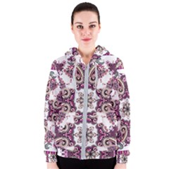 Multicolored Pattern Illustration Purple Peacock Women s Zipper Hoodie by Jancukart