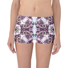 Multicolored Pattern Illustration Purple Peacock Boyleg Bikini Bottoms