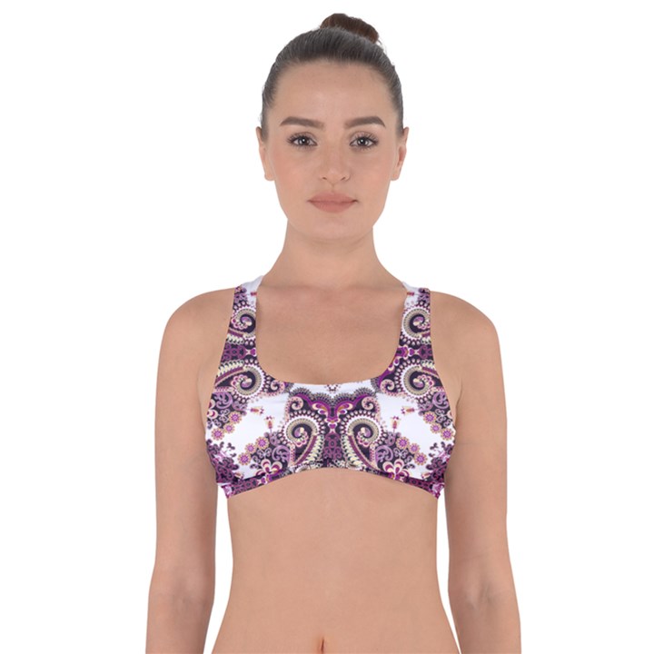 Multicolored Pattern Illustration Purple Peacock Got No Strings Sports Bra