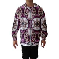 Multicolored Pattern Illustration Purple Peacock Kids  Hooded Windbreaker