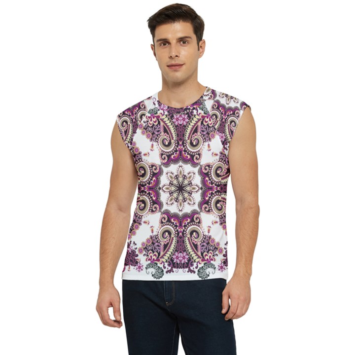 Multicolored Pattern Illustration Purple Peacock Men s Raglan Cap Sleeve Tee