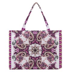 Multicolored Pattern Illustration Purple Peacock Zipper Medium Tote Bag