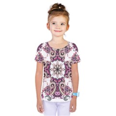 Multicolored Pattern Illustration Purple Peacock Kids  One Piece Tee