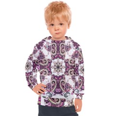 Multicolored Pattern Illustration Purple Peacock Kids  Hooded Pullover by Jancukart