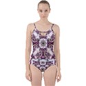 Multicolored Pattern Illustration Purple Peacock Cut Out Top Tankini Set View1