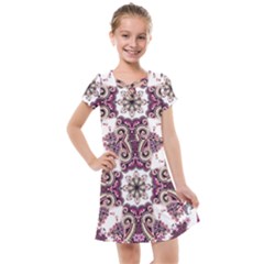 Multicolored Pattern Illustration Purple Peacock Kids  Cross Web Dress