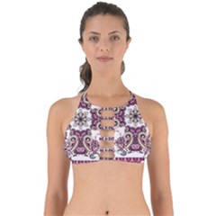 Multicolored Pattern Illustration Purple Peacock Perfectly Cut Out Bikini Top by Jancukart