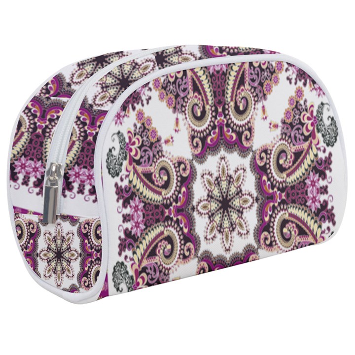 Multicolored Pattern Illustration Purple Peacock Make Up Case (Medium)