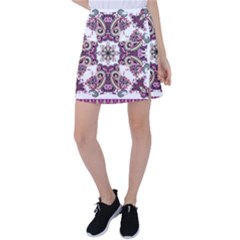 Multicolored Pattern Illustration Purple Peacock Tennis Skirt by Jancukart