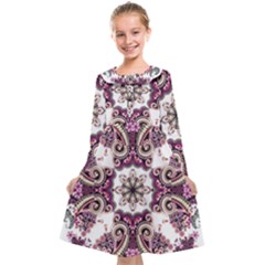 Multicolored Pattern Illustration Purple Peacock Kids  Midi Sailor Dress by Jancukart