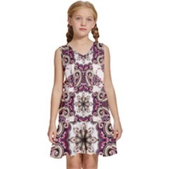 Multicolored Pattern Illustration Purple Peacock Kids  Sleeveless Tiered Mini Dress by Jancukart