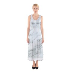 White Marble Texture Pattern Sleeveless Maxi Dress