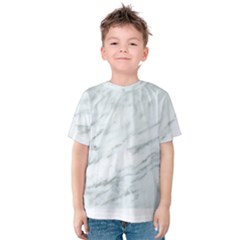 White Marble Texture Pattern Kids  Cotton Tee