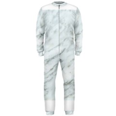 White Marble Texture Pattern Onepiece Jumpsuit (men)