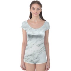 White Marble Texture Pattern Boyleg Leotard 