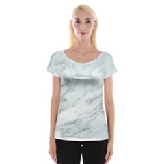 White Marble Texture Pattern Cap Sleeve Top