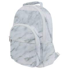 White Marble Texture Pattern Rounded Multi Pocket Backpack by Jancukart