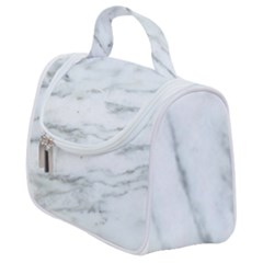 White Marble Texture Pattern Satchel Handbag by Jancukart