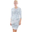 White Marble Texture Pattern Quarter Sleeve Hood Bodycon Dress View1